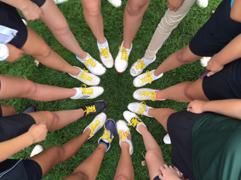 Athletes, students replace laces for Cancer Awareness