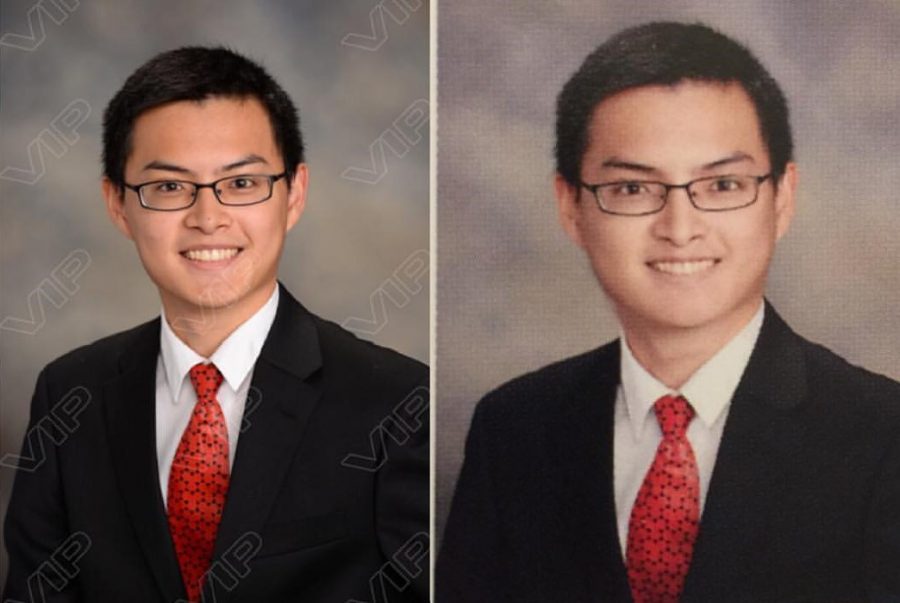 Many have expressed frustration at the stark differences between the unmodified senior portraits (left) and the edited yearbook photos (right). The student pictured above is Joey Hong, whose photo was the cause for an online petition against student photoshopping. 