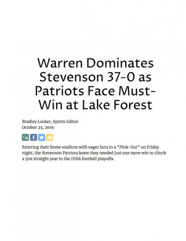 Warren Dominates Stevenson 37-0 as Patriots Face Must-Win at Lake Forest