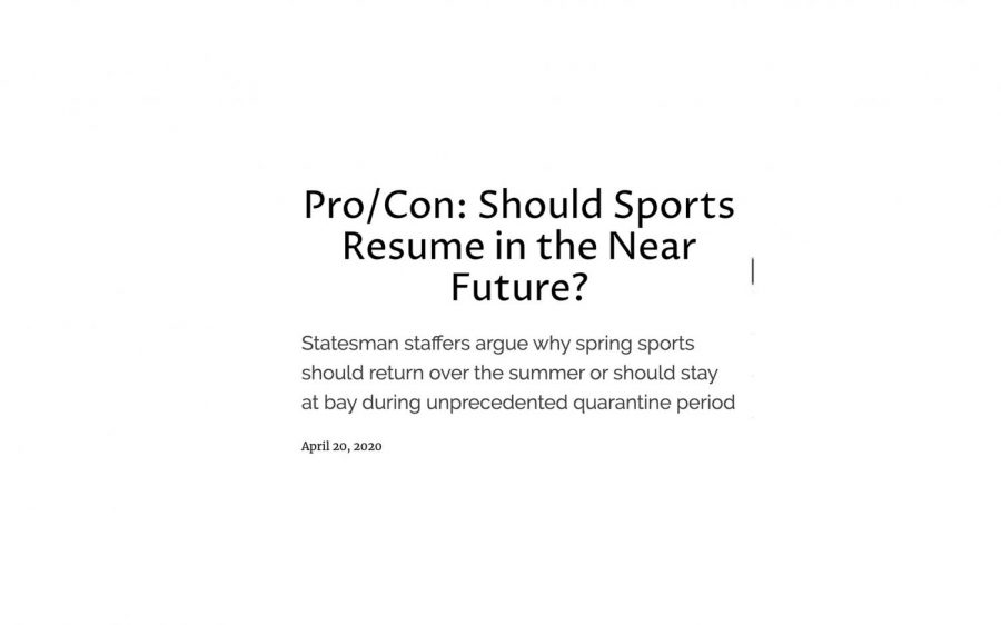 Pro/Con: Should Sports Resume in the Near Future?