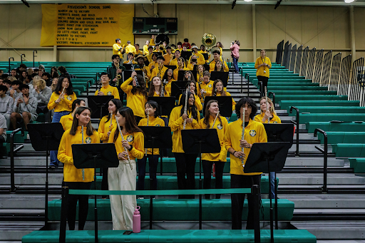 The Stevenson Pep Band played tonight in the sportscenter. The band performed at halftime and in between breaks.